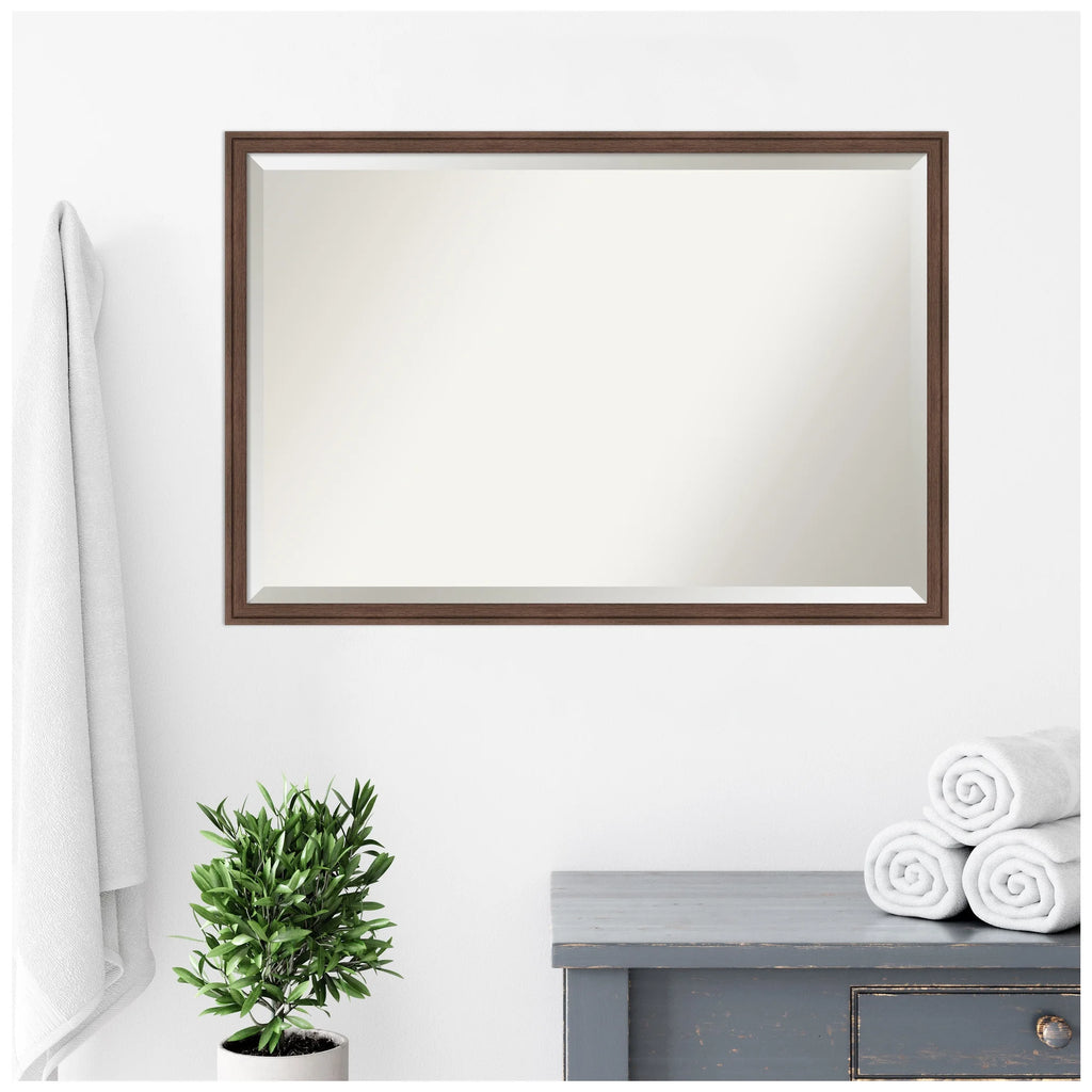 Amanti Art Florence Silver Beveled Wall Mirror 31.75 x 41.75 in.