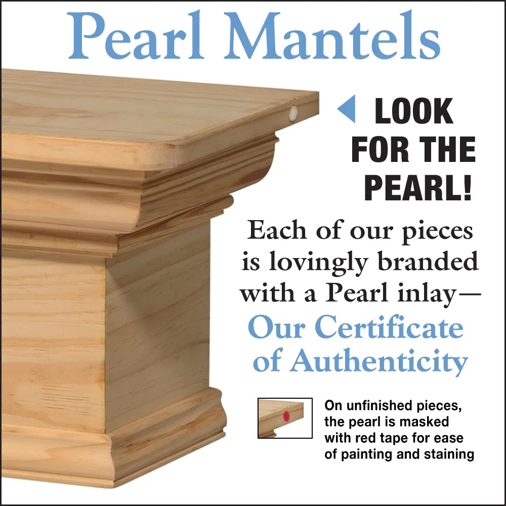 Pearl Mantels Savannah Transitional Premium Pine Wood Mantel Shelf, Unfinished, Paint and Stain Grade, 60"L x 9"D x 9"H