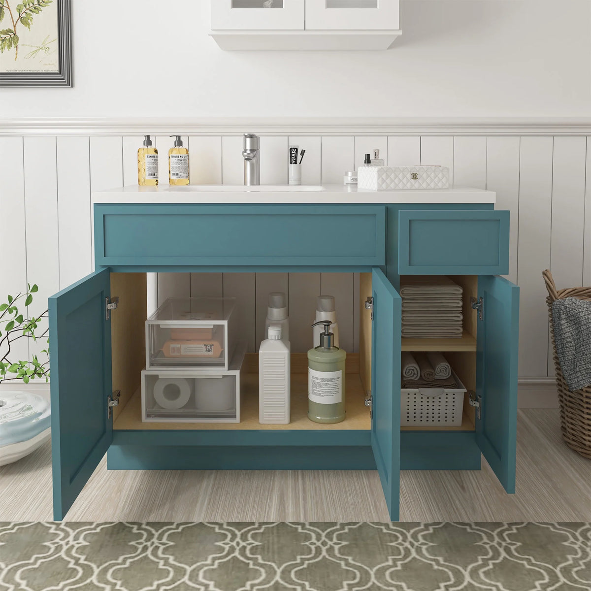 Meuble-lavabo de salle de bain 45 po l x 21 po P x 32,5 po H sans comptoir, brun