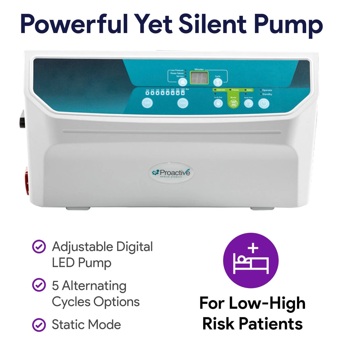 Proheal Bariatric Low Air Loss Alternating Pressure Air Mattress with Pump & Side Air Bolsters - Stages I-IV 36 x 80 x 8/11"