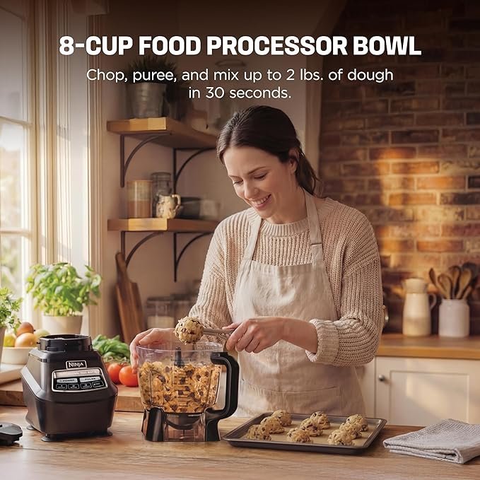 Ninja Kitchen System | All-in-One Food Processor & Blender for Smoothies | Includes Pitcher, (2) 16 oz. To-Go Cups & 8-Cup Bowl | Makes Salsa, Dough, Shakes, & Frozen Drinks | 1500W | Black | BL770