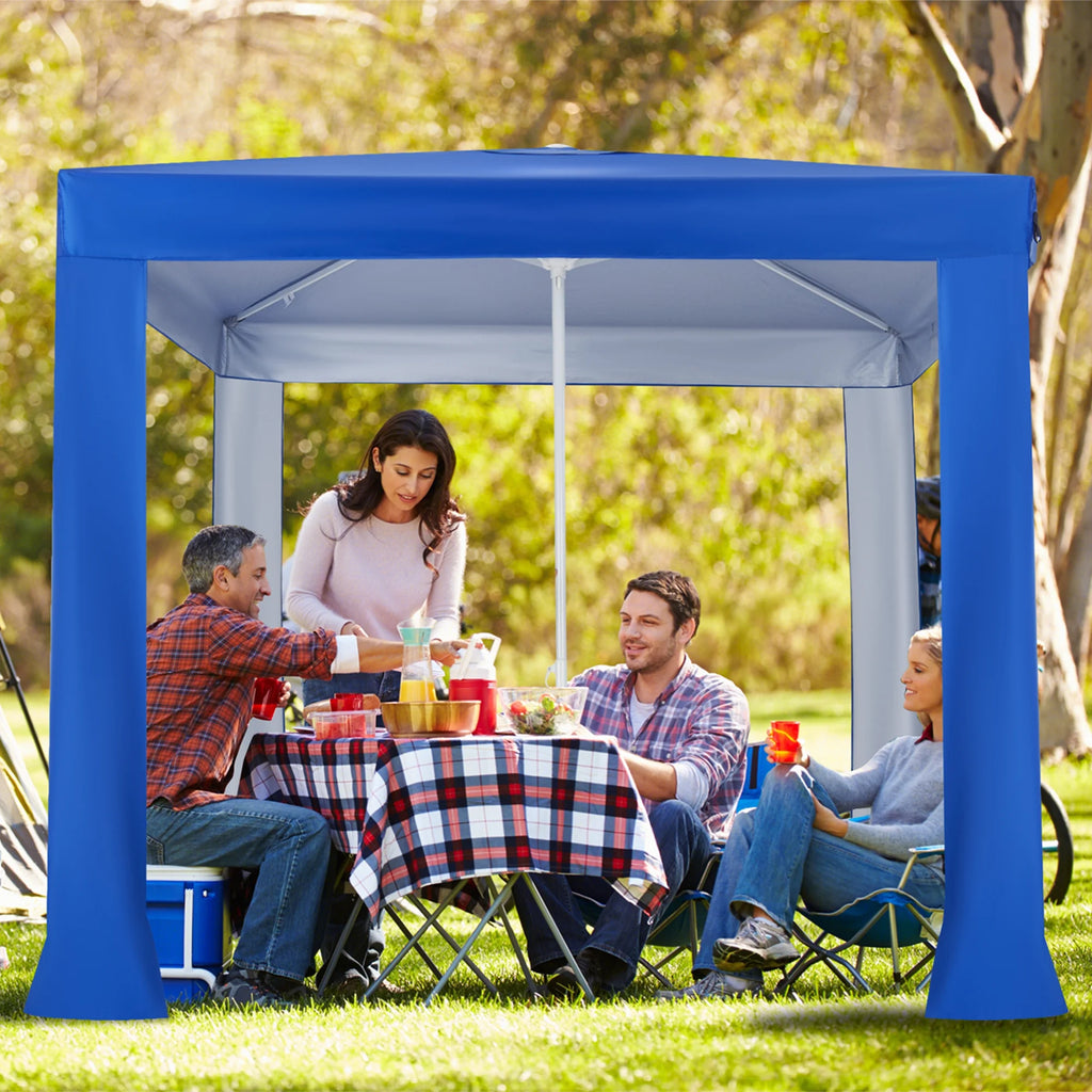 Tente de plage cabane Costway 6,6 pi x 6,6 pi, bleu
