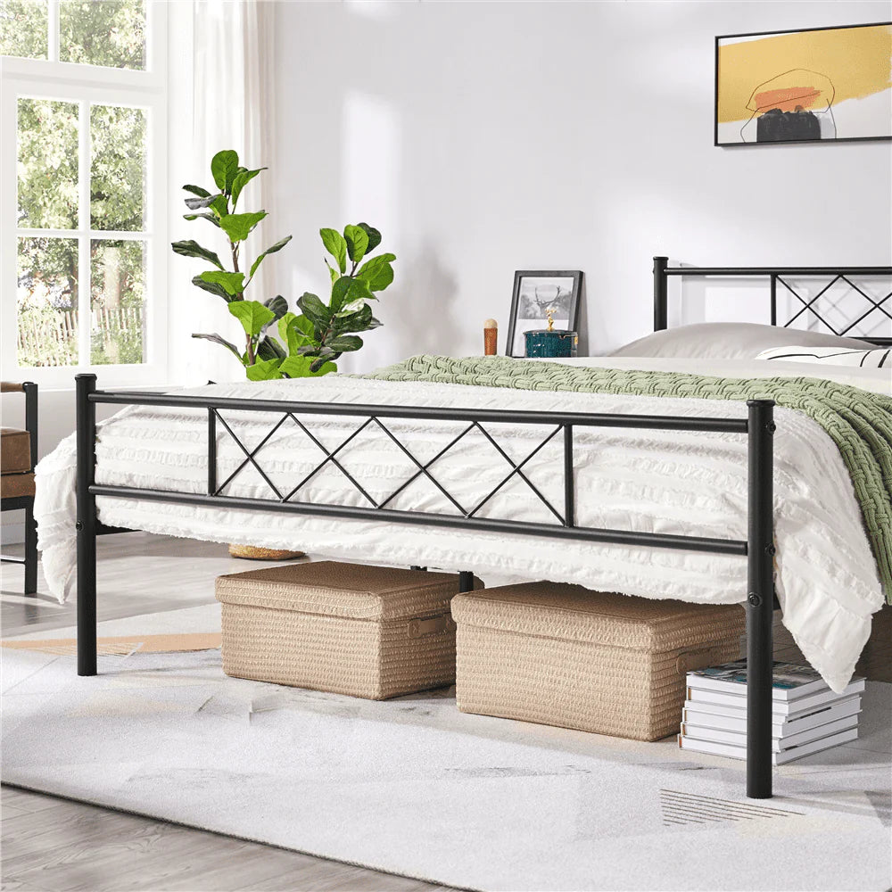 Easyfashion Journee x-Design Metal Platform Queen Bed, Black