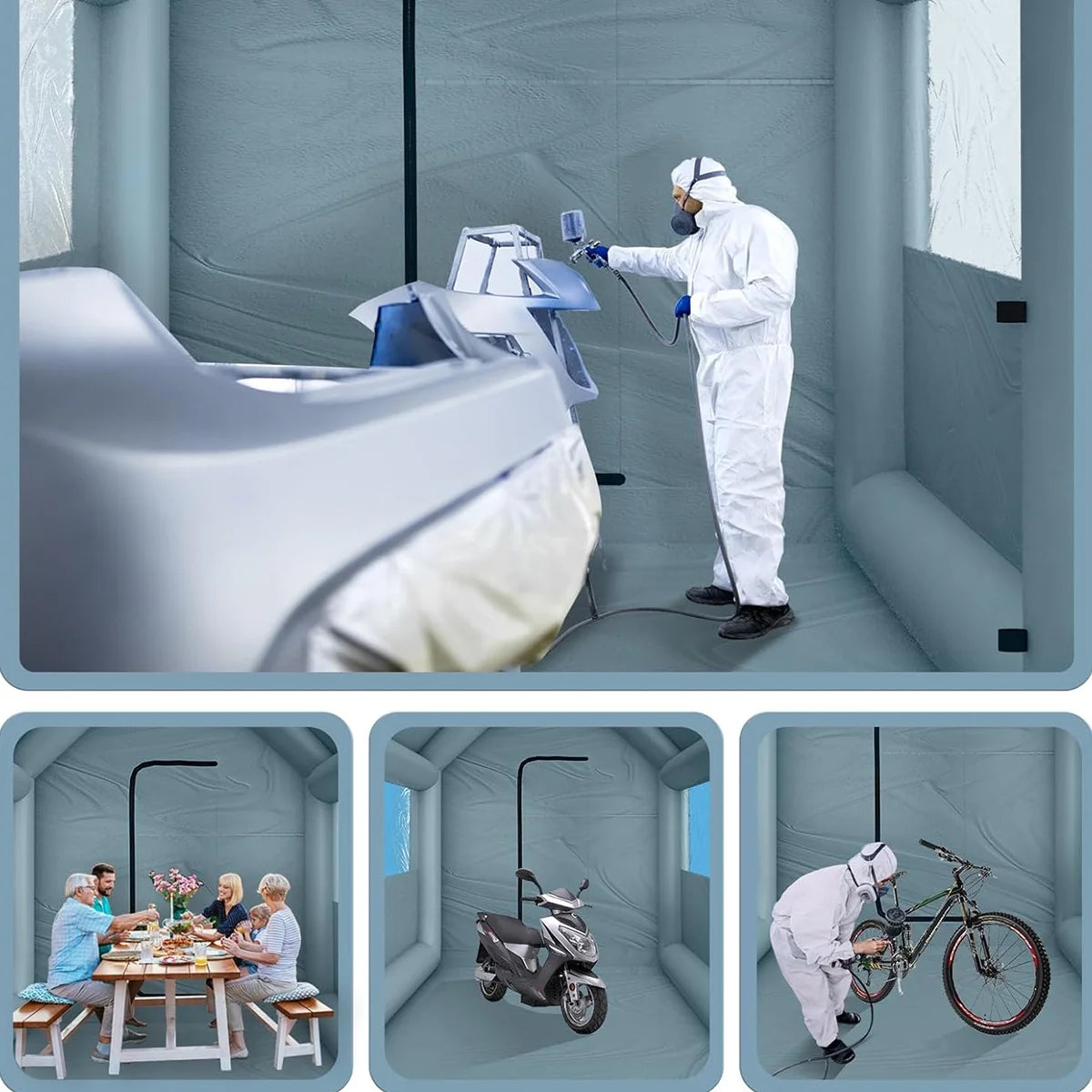 xhyhwyd Inflatable Paint Booth 20 x 13.5 x 9.7ft Portable Inflatable Spray Booth Tent with 1100W Blower for DIY Spray Car Parts Painting