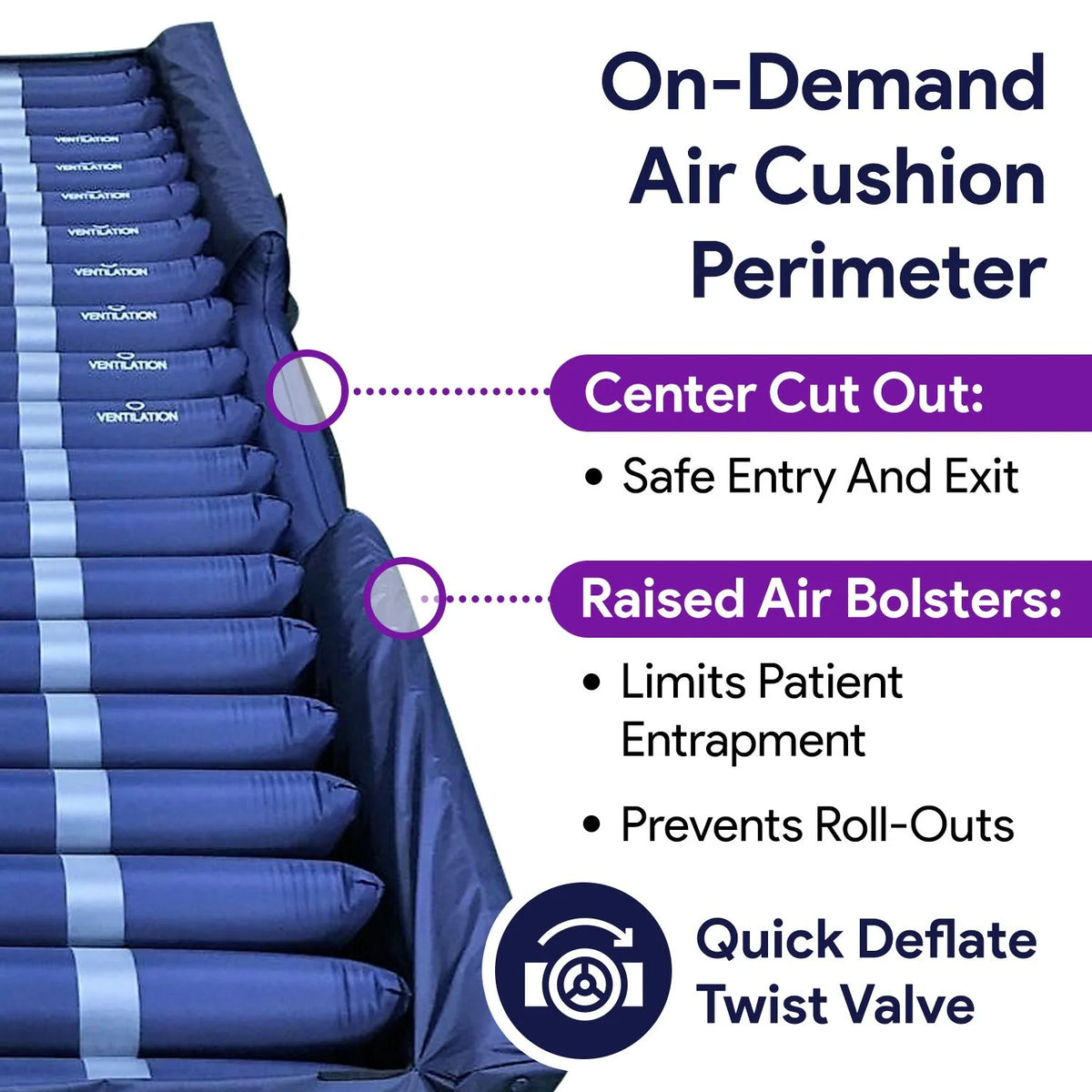 Proheal Bariatric Low Air Loss Alternating Pressure Air Mattress with Pump & Side Air Bolsters - Stages I-IV 36 x 80 x 8/11"