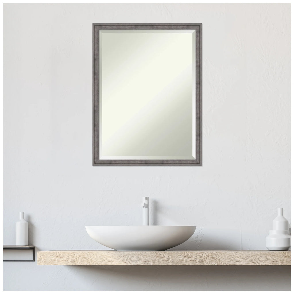 Amanti Art Florence Silver Beveled Wall Mirror 31.75 x 41.75 in.