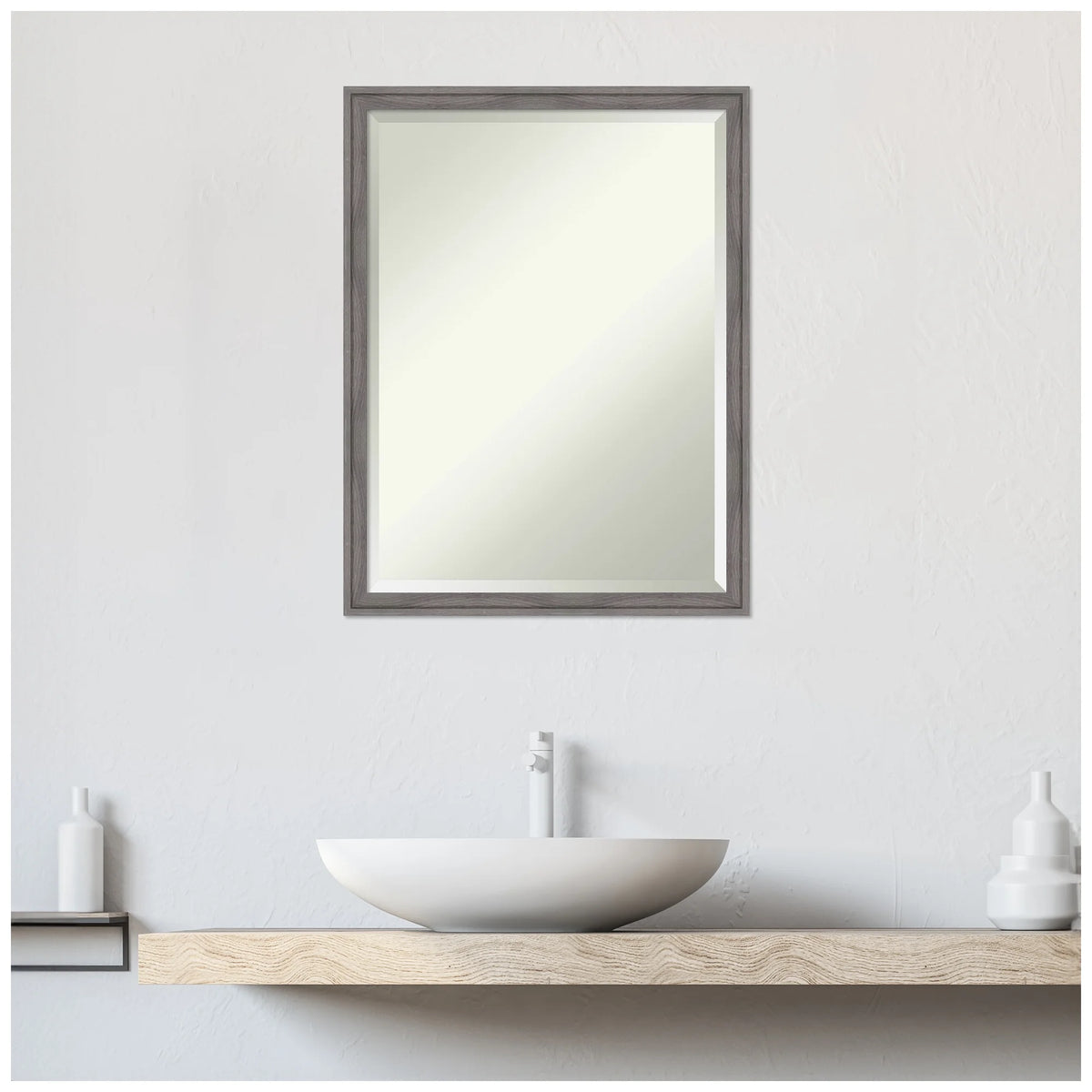 Amanti Art Florence Silver Beveled Wall Mirror 31.75 x 41.75 in.