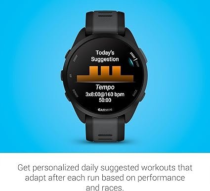Garmin Forerunner 165, Running Smartwatch, Colorful AMOLED Display, Training Metrics and Recovery Insights, Black