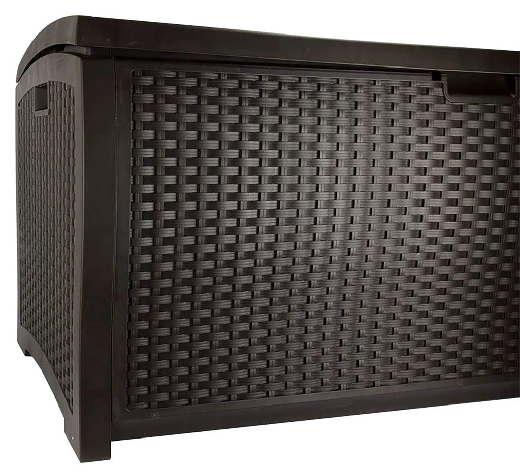 Coffre de rangement en résine Suncast de 99 gallons - Brun moka - DBW9200 - 52 po P x 27,5 po H x 27,6 po L