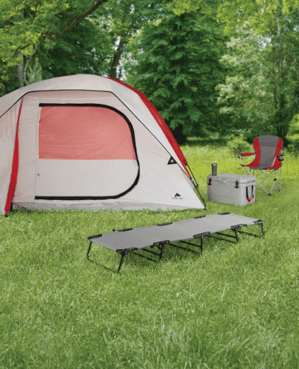 Lit de camp pliant Ozark Trail à montage facile, couleur gris, pour adulte, dimensions ouvert 192 cm x 63,5 cm x 21,5 cm