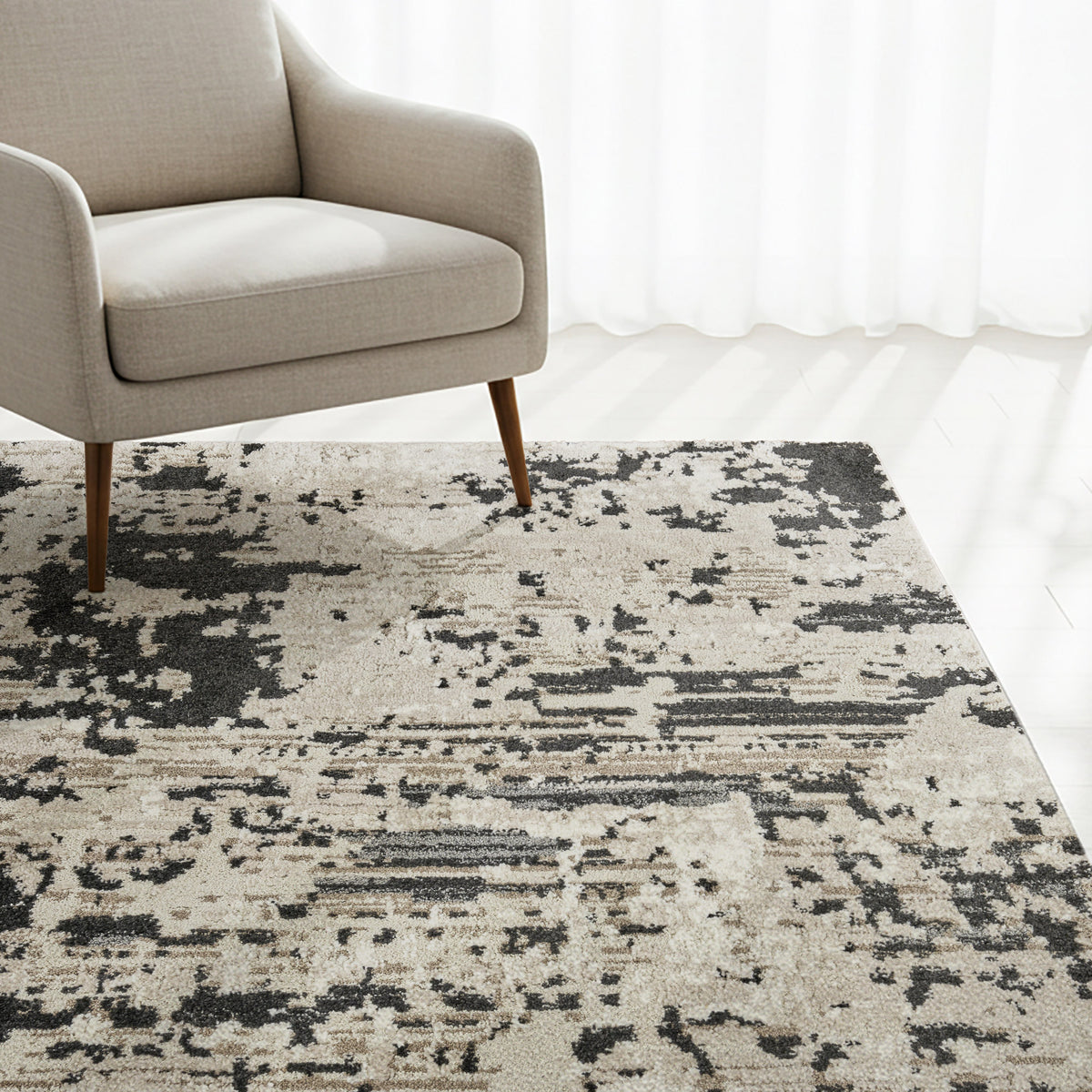 Solaris Area Rug, Argent Charcoal, 5'3" x 7'