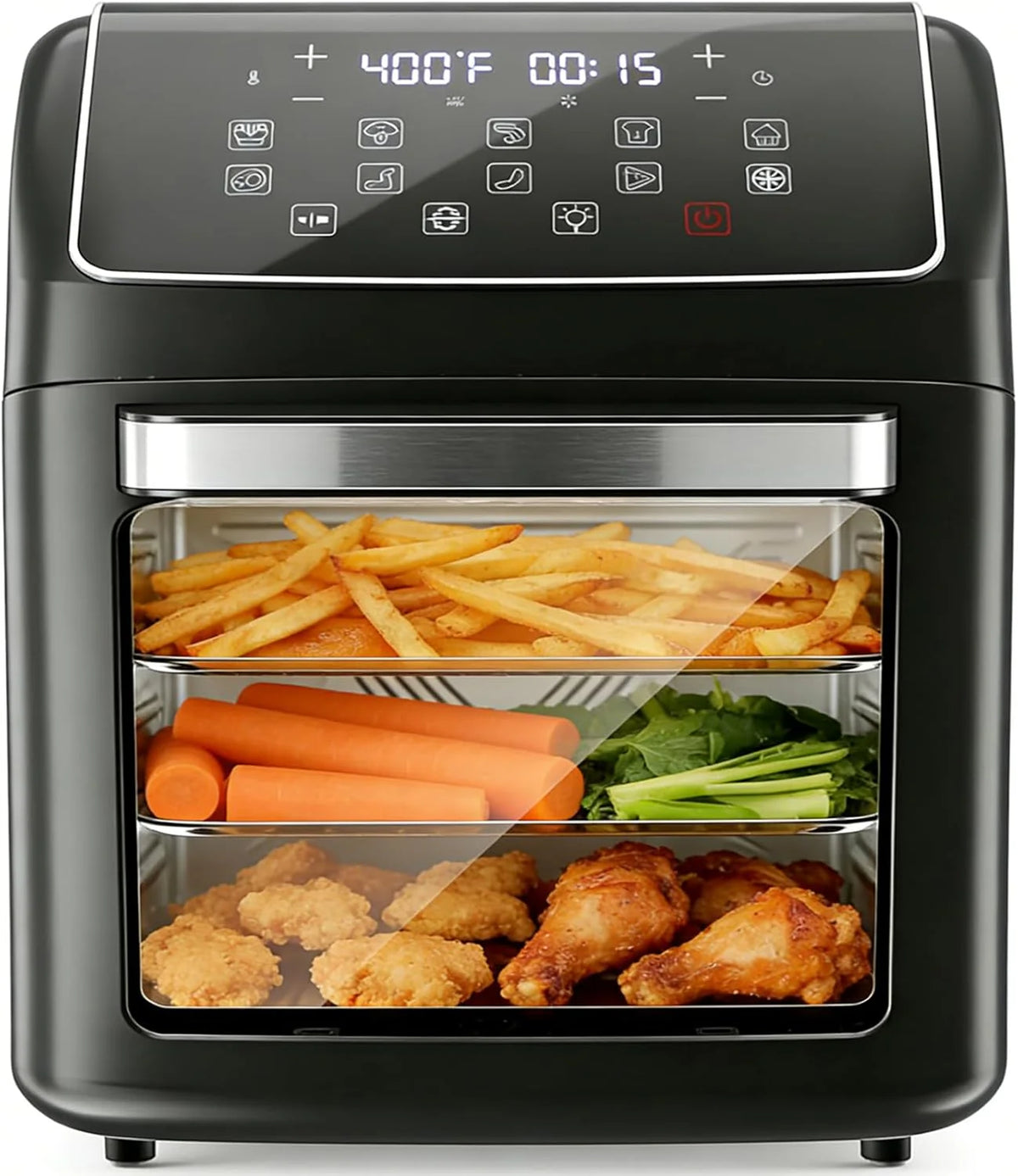 Simple Deluxe 10-in-1 Air Fryer Oven 12.6 Qt, Digital Preset Airfryer with Visible Window