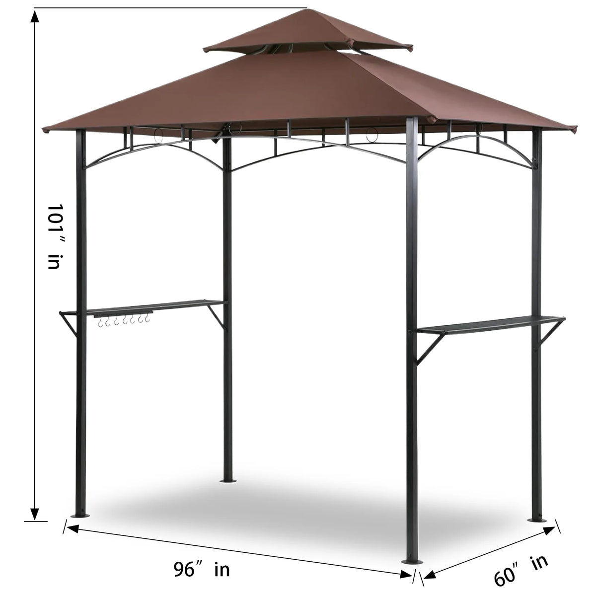 Grezone Outdoor Grill Gazebo Tent BBQ Canopy for Outdoor Grill Shelter BBQ Grill Gazebo Hardtop (L96 x W60 x H101 Inch) Brown