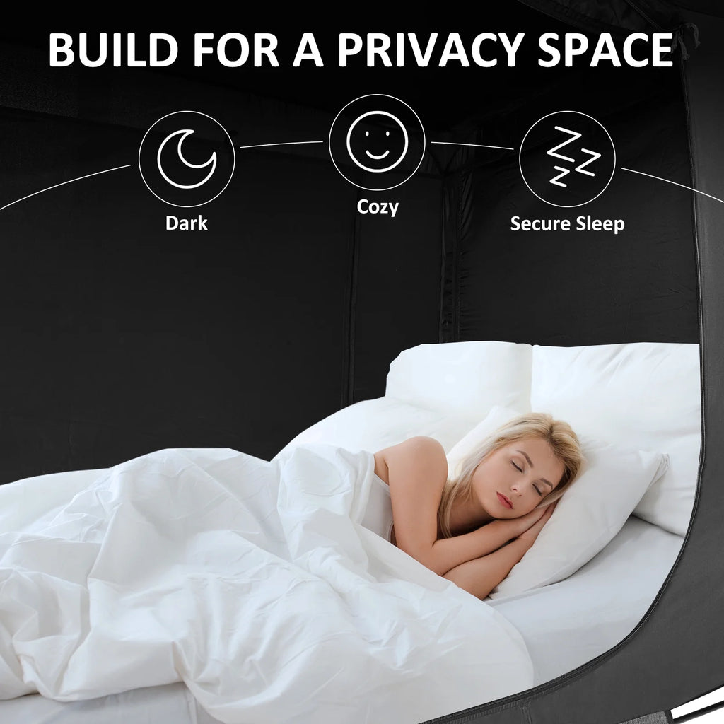 Tente de lit YAVIL, format double, pop-up portable, filet de confidentialité pour sommeil, 3 portes, 190,5 x 137 x 119 cm, 4,5 kg