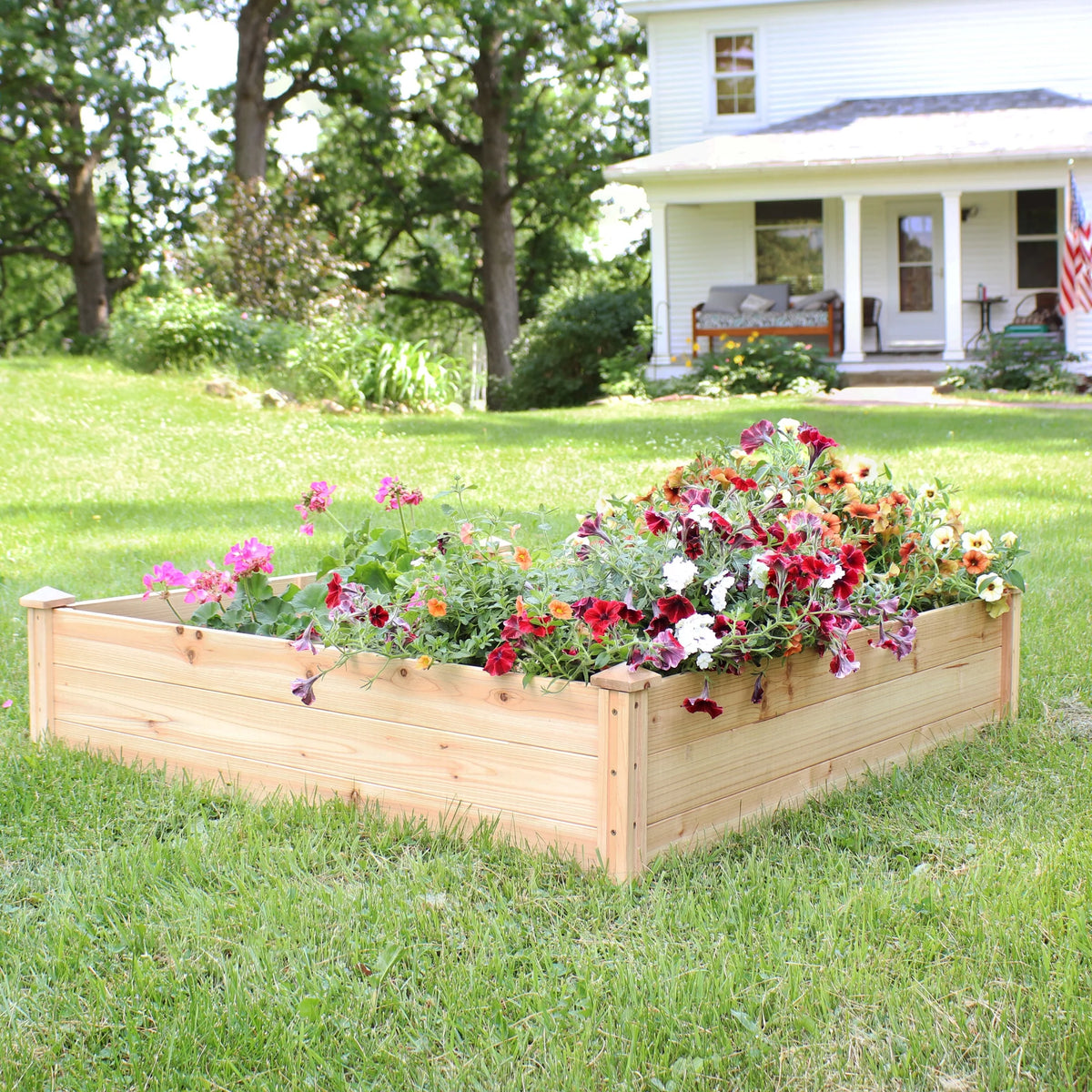 Jardinière surélevée rectangulaire d'extérieur en bois naturel Sunnydaze 24" x 48,25" x 12,25"