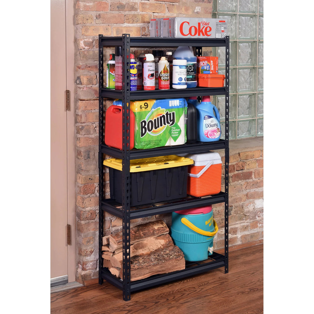 Muscle Rack 30"W x 12"D x 60"H 5-Tier Steel Shelving; 500 lb. Capacity per Shelf; Black