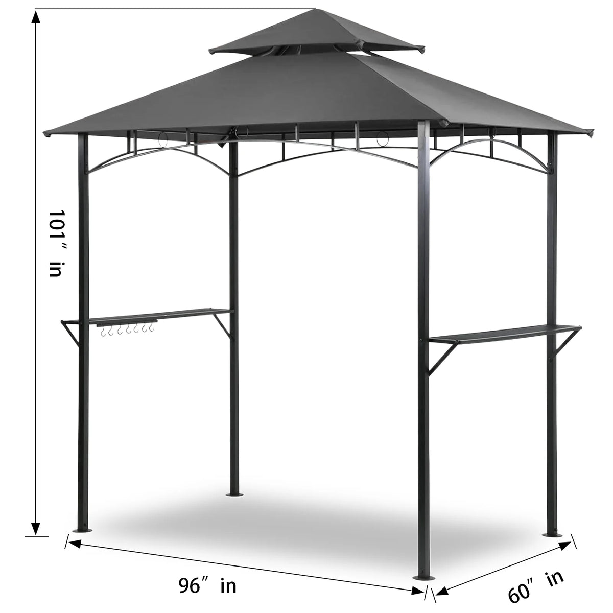 Grezone Outdoor Grill Gazebo Tent BBQ Canopy for Outdoor Grill Shelter BBQ Grill Gazebo Hardtop (L96 x W60 x H101 Inch) Brown