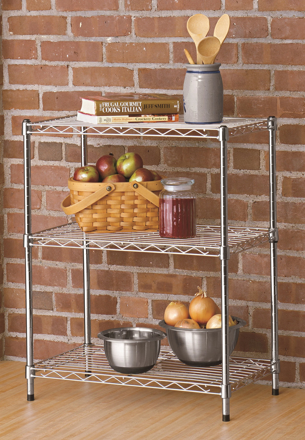 Hyper Tough Steel 3-Tier Storage Shelf Unit 30.6"H x 23.2"W x 13.4"D, 750lb Total Capacity, Chrome
