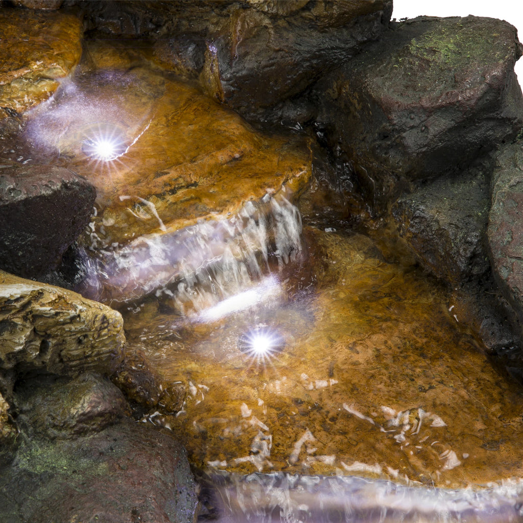 Fontaine de sol en polystone à cascade avec éclairage Alpine Corporation, 59 po x 16 po x 20 po, marron