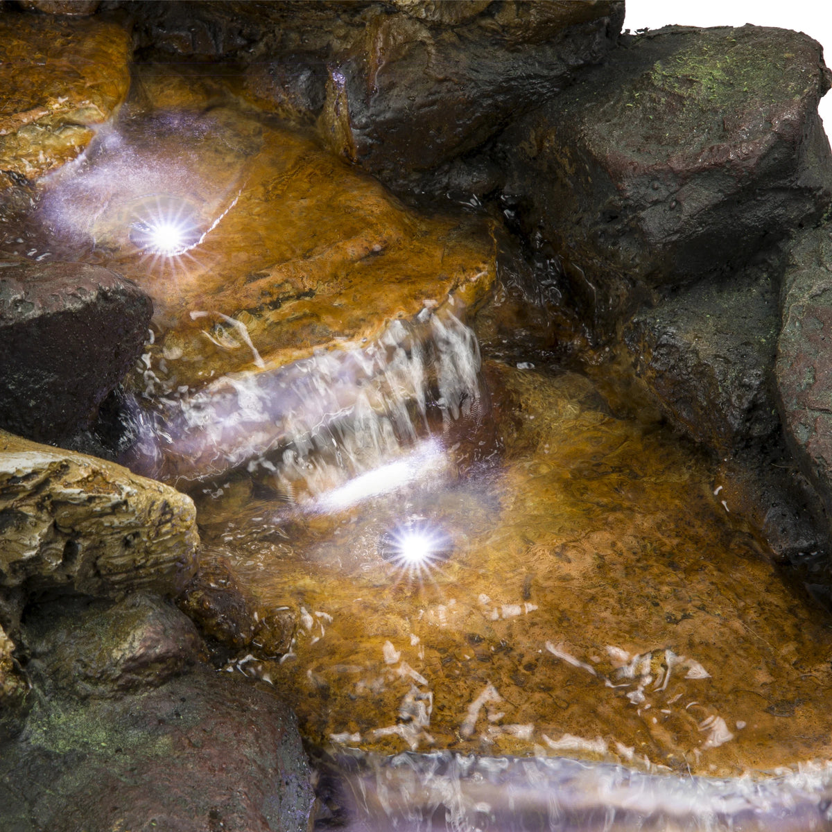 Fontaine de sol en polystone à cascade avec éclairage Alpine Corporation, 59 po x 16 po x 20 po, marron