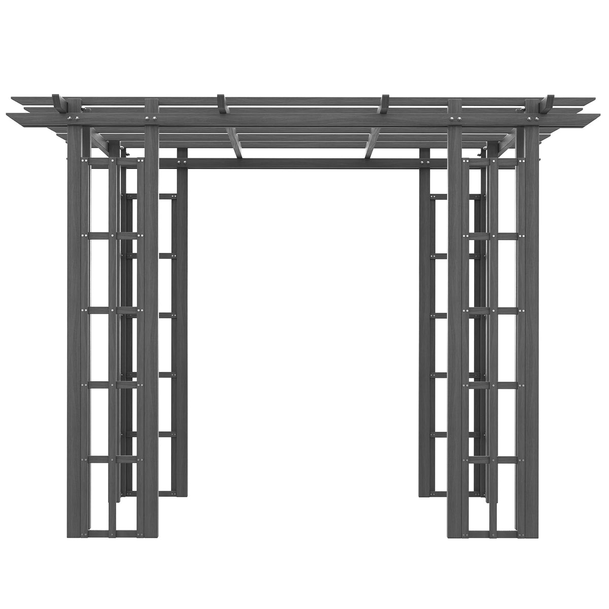 Outsunny 9' x 9' x 7' Dark Grey Vinyl Pergola, Flat Top, Adjustable Canopy