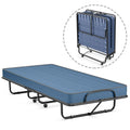 Folding Bed with Memory Foam Mattress, Rollaway Guest Metal Frame for Kids Adults, Portable Sleeping Spare for Bedroom Office, Easy Assembly, 79" x 39"x 15.5"