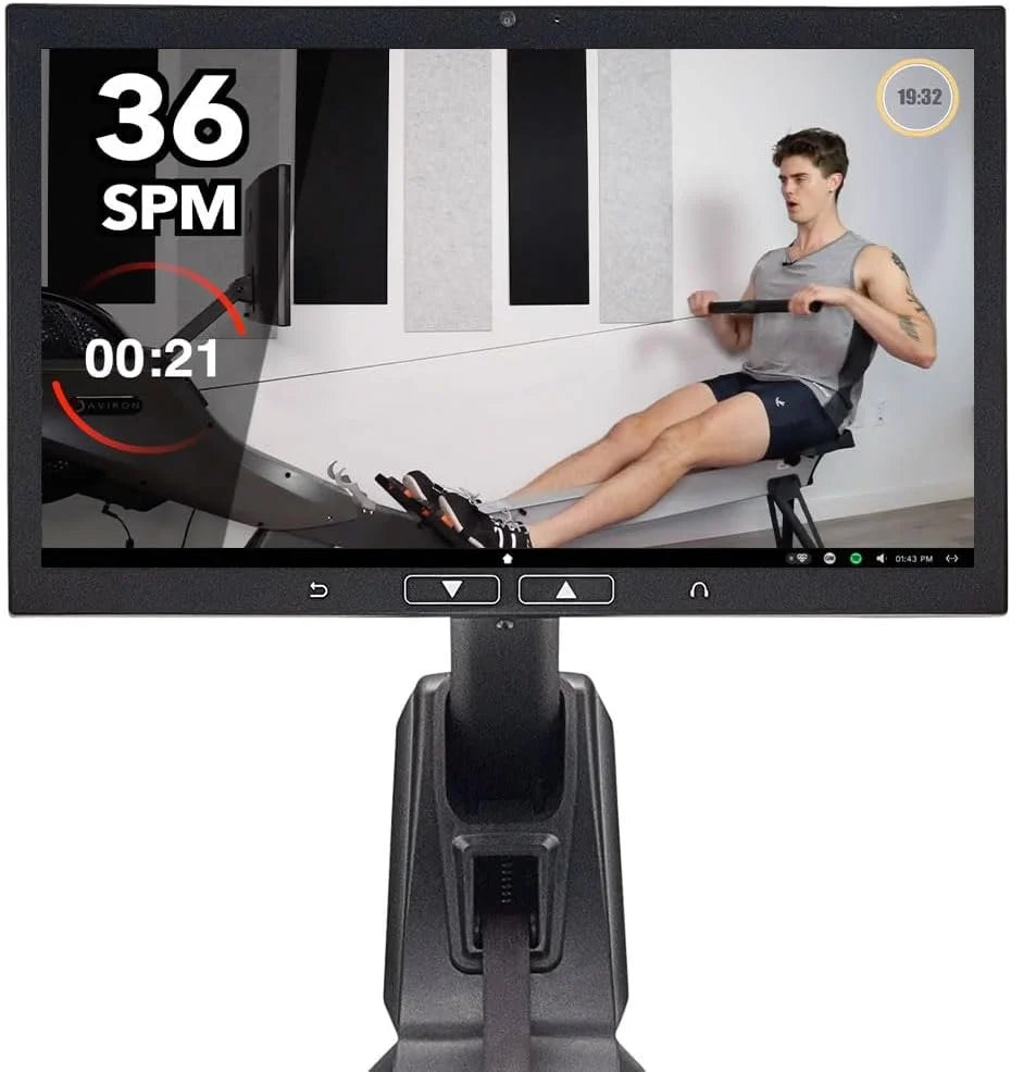 Aviron Strong Series Rower: 22″ HD Touchscreen, Dual Air & Magnetic Resistances up to 100 lbs. Game-Based Workouts, Streaming, Compact Designs