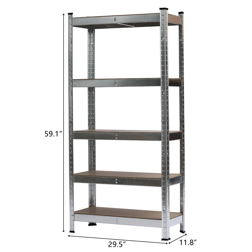 Zimtown 5 Tier Heavy Duty Steel Shelving Unit, 11.8"W x 29.5"D x 59"H Garage Storage Rack Silver