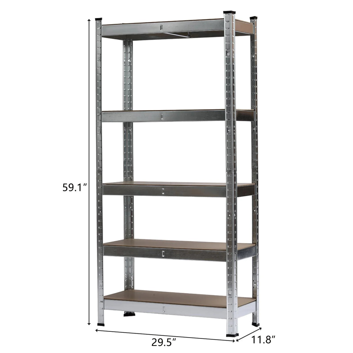 Zimtown 5 Tier Heavy Duty Steel Shelving Unit, 11.8"W x 29.5"D x 59"H Garage Storage Rack Silver