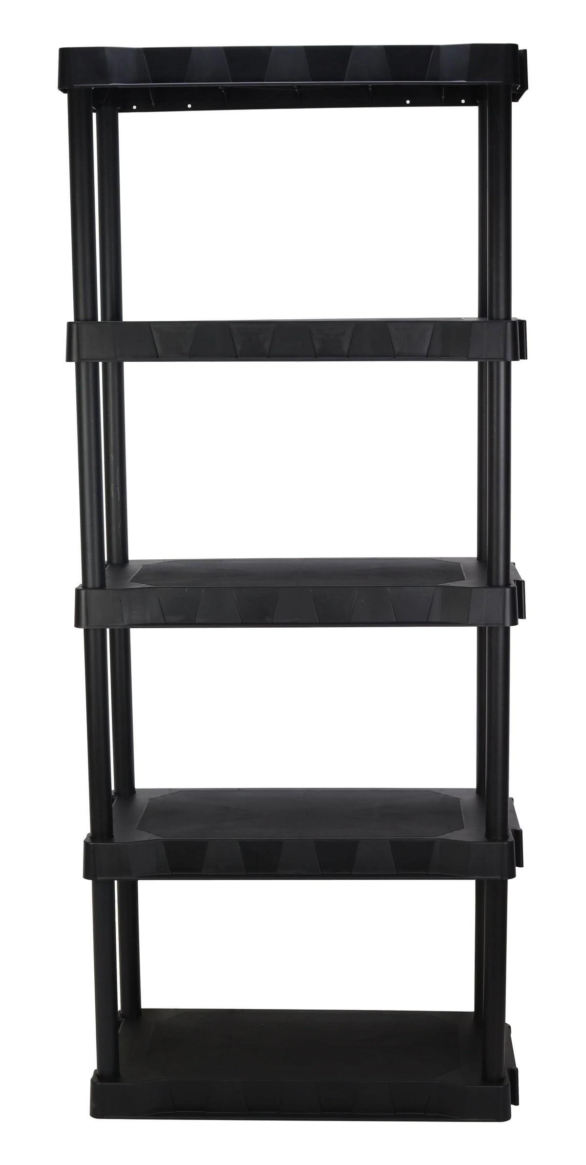 Hyper Tough Plastic 5-Tier Storage Shelf Unit 68.8"H x 30"W x 13.88"D, 350lb Total Capacity, Black