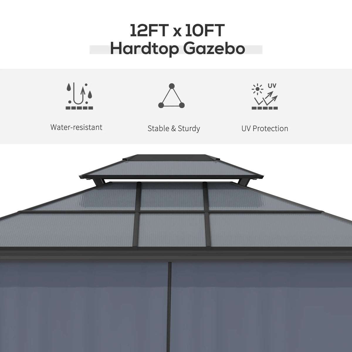 Outsunny 10' x 12' Hardtop Canopy Gazebo, Durability
