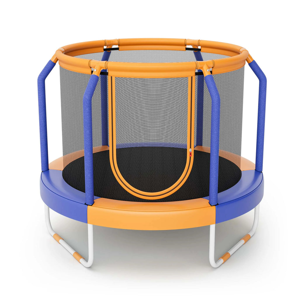 Costway Mini Trampoline with Enclosure for Kids, Blue/Yellow, 48.00" x 48.00" x 39.50"