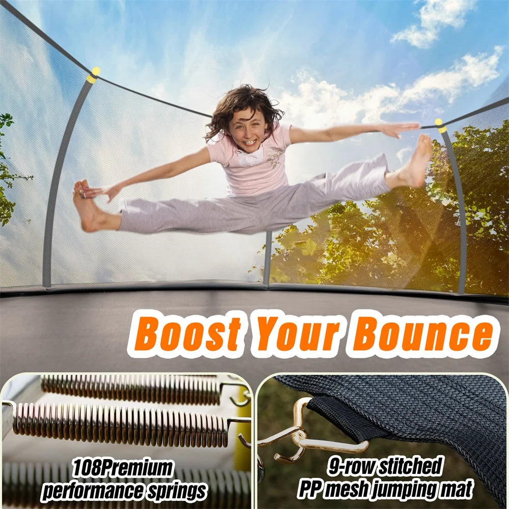 Trampoline citrouille JAMPOOCA avec filet de sécurité pour enfants et adultes, noir/jaune, 162 cm x 45 cm x 22 cm