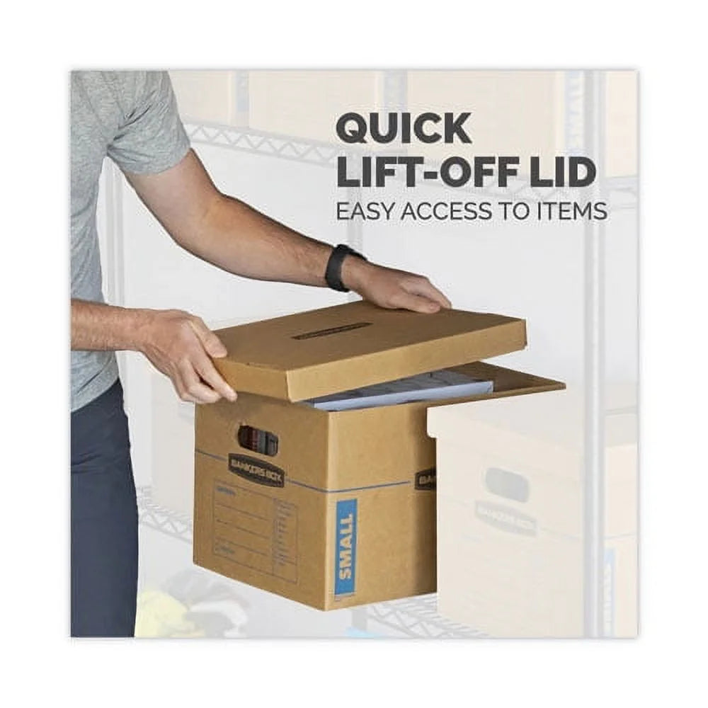 SmoothMove Classic Moving/Storage Boxes, Half Slotted Container (HSC), Medium, 15" x 18" x 14", Brown/Blue, 8/Carton - Bundle of 5 Cartons