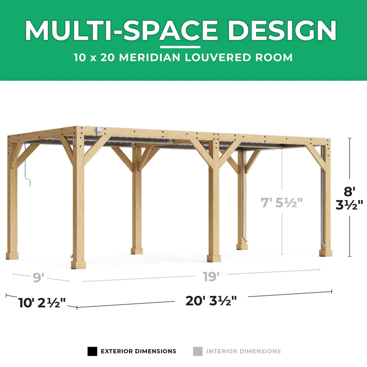Yardistry 10 ft. x 20 ft. Meridian Louvered Pergola