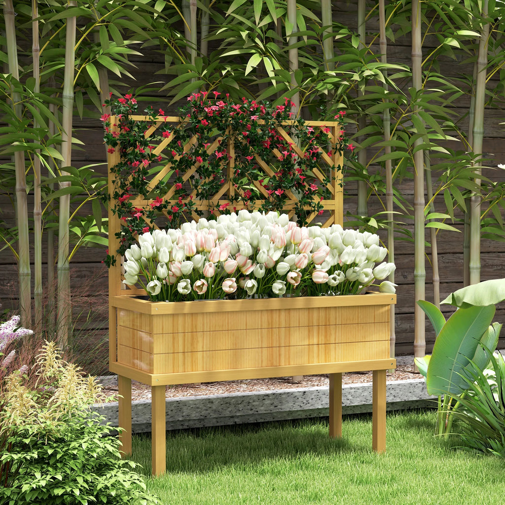 Jardinière surélevée GHooa avec treillis pour plantes grimpantes 104,8 cm L x 45,1 cm P x 139,7 cm H - Gris