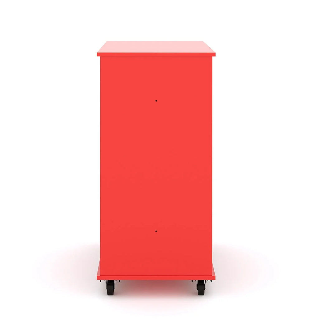 Tot Mate Open Double Sided 3 Tier Mobile Shelves Wooden Classroom Bookcase, Red, 36"W x 23"D x 48"H