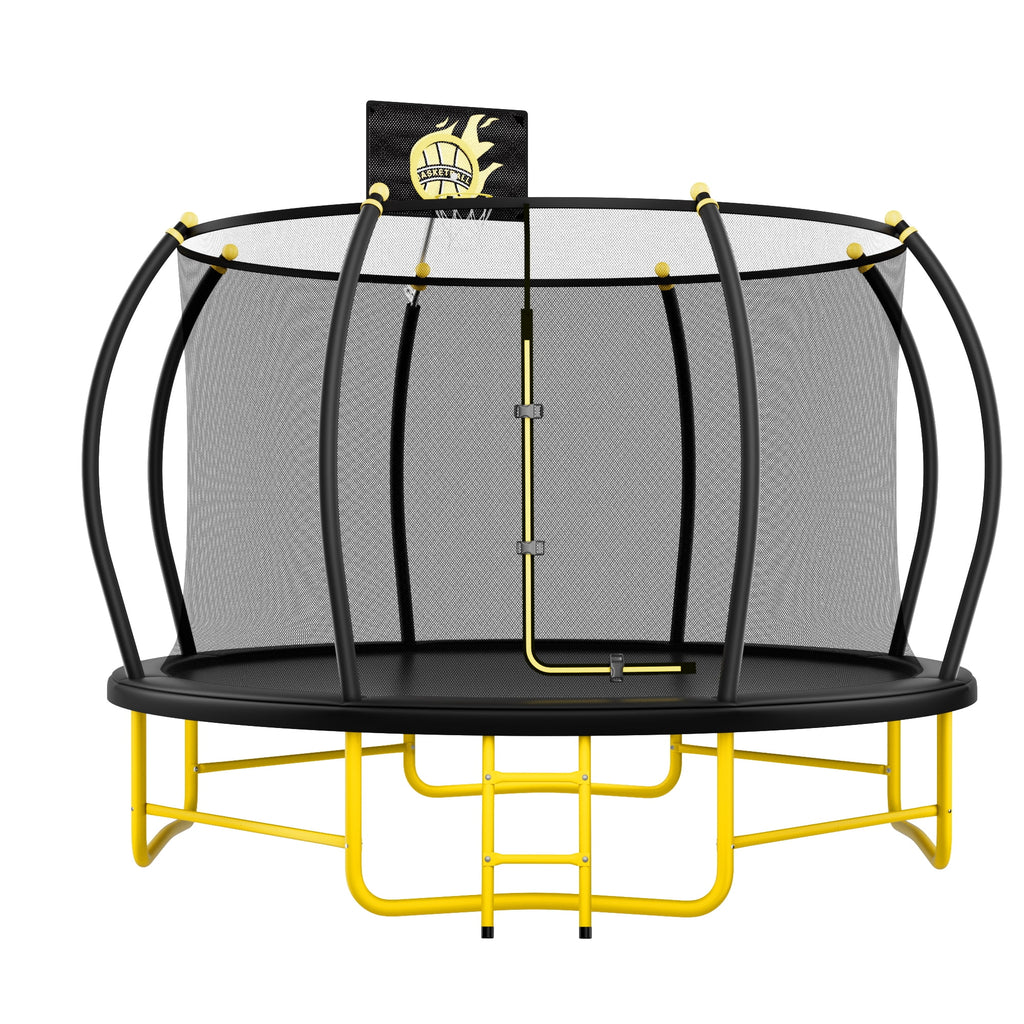 Trampoline citrouille JAMPOOCA avec filet de sécurité pour enfants et adultes, noir/jaune, 162 cm x 45 cm x 22 cm