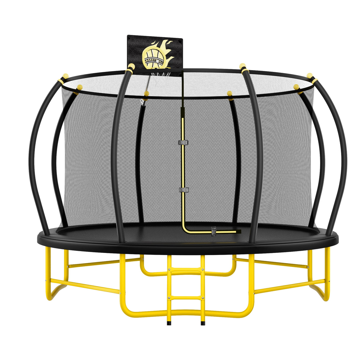 Trampoline citrouille JAMPOOCA avec filet de sécurité pour enfants et adultes, noir/jaune, 162 cm x 45 cm x 22 cm