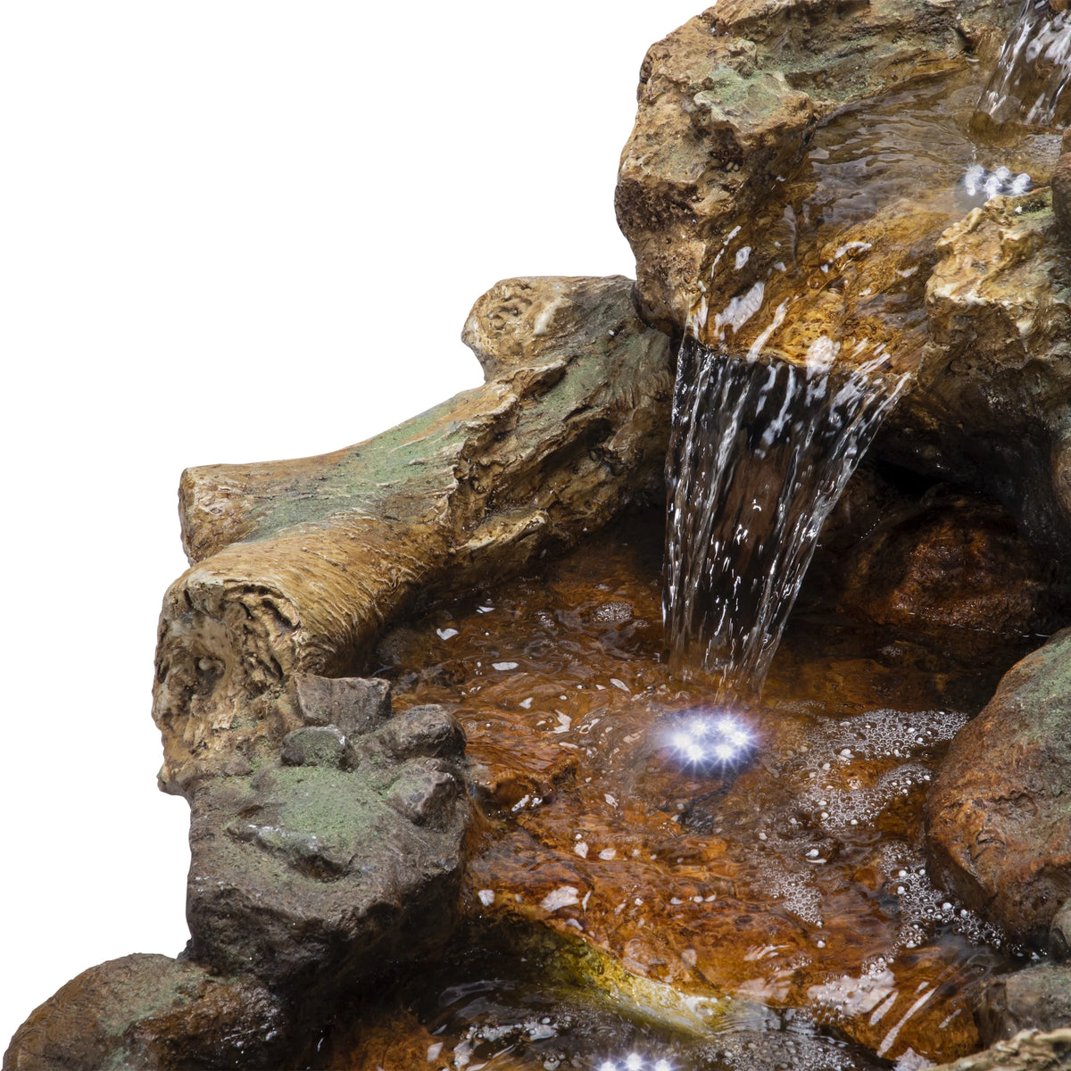 Fontaine de sol en polystone à cascade avec éclairage Alpine Corporation, 59 po x 16 po x 20 po, marron
