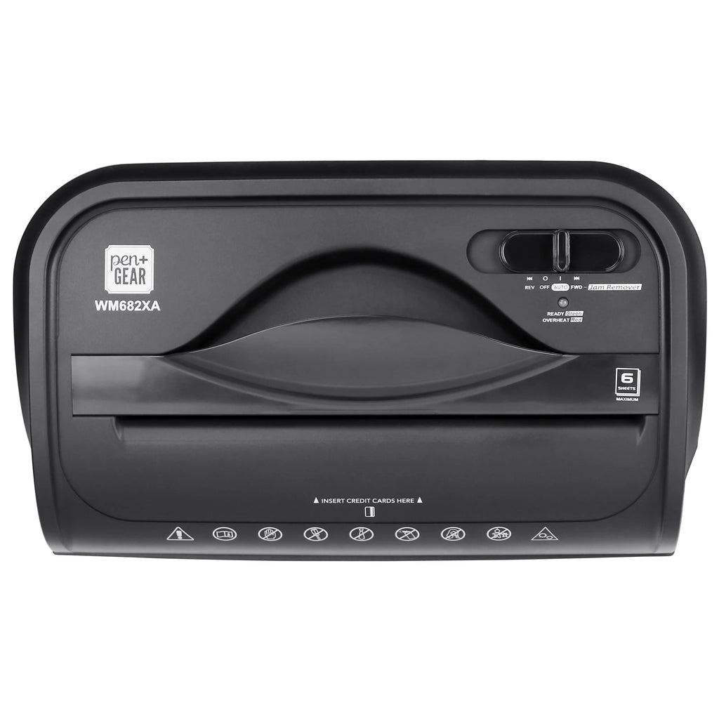 Pen + Gear 6-Sheet Crosscut, Paper/Credit Card Shredder, 11.5L x 6.5W x 16H in.