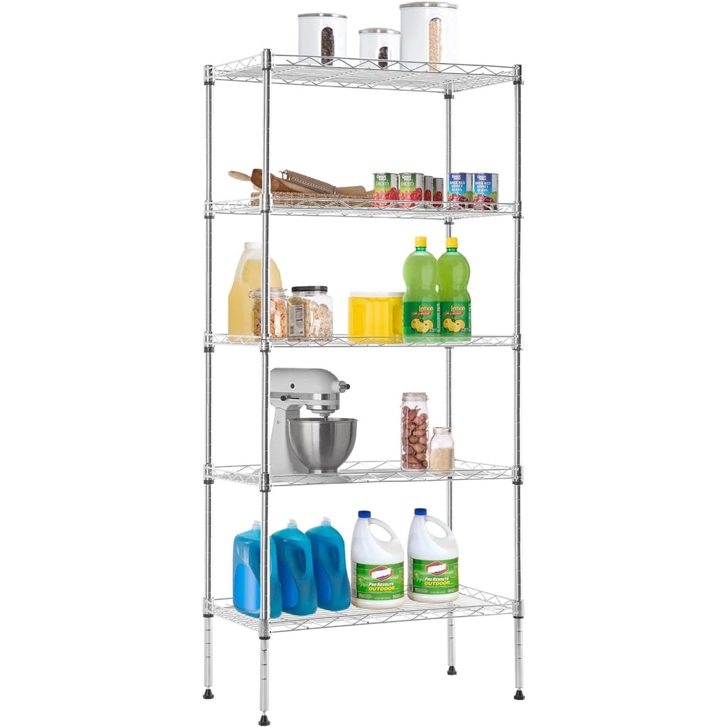 FDW Adjustable Storage Shelves Metal Storage Shelf(Chrome, 21.5L x 11.6W x 47.6H)