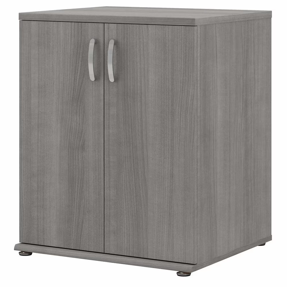 Bush Business Furniture Universal Laundry Room Cabinet 28W x 25D x 34H Engineered Wood 2 Shelf Garage Cabinet with Brushed Nickel Platinum, Gray