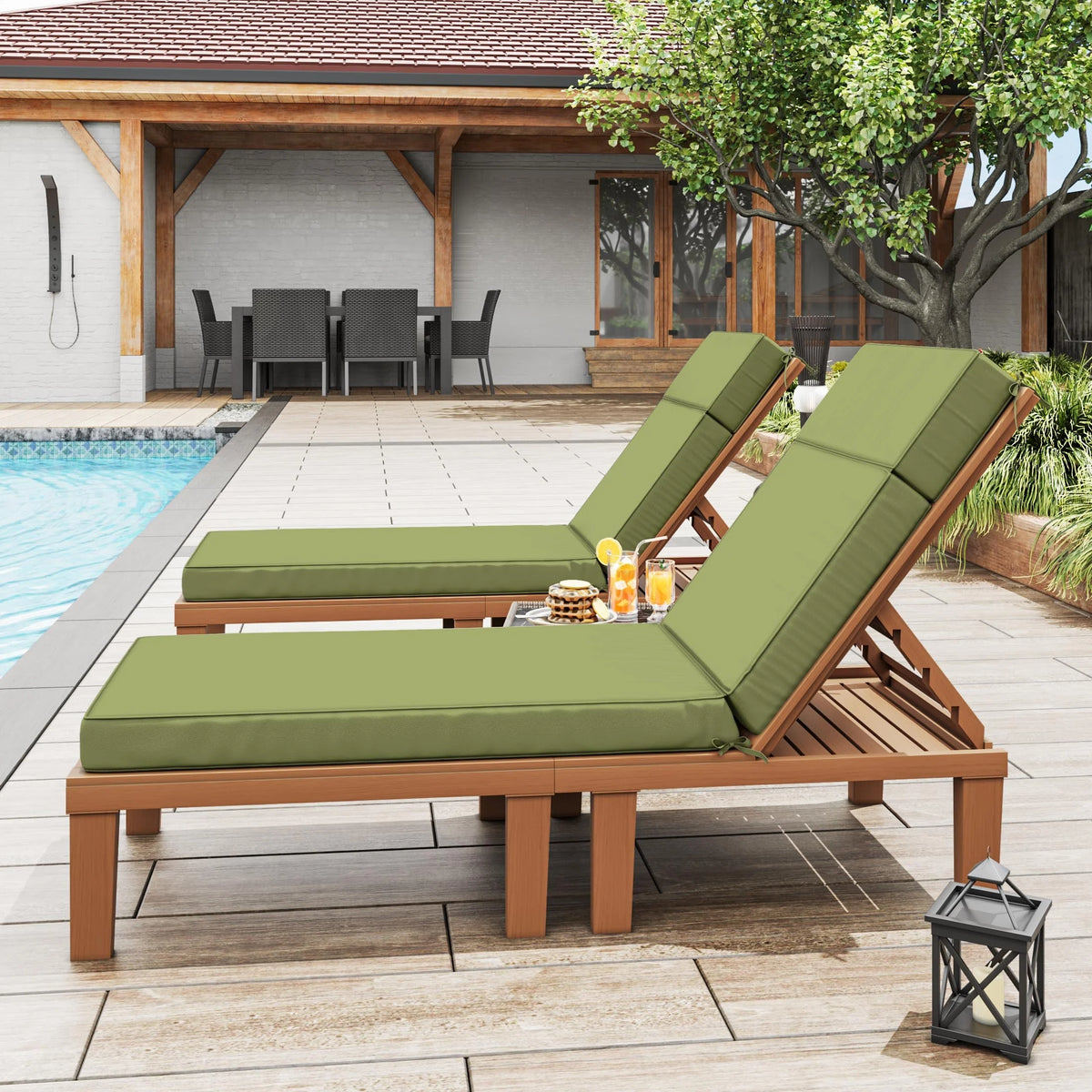 Kimunuk Outdoor Chaise Lounge Cushions set of 2, 80" x 26" x 4" Waterproof Pool Beach Recliner Replacement Cushions with Ties, Navy