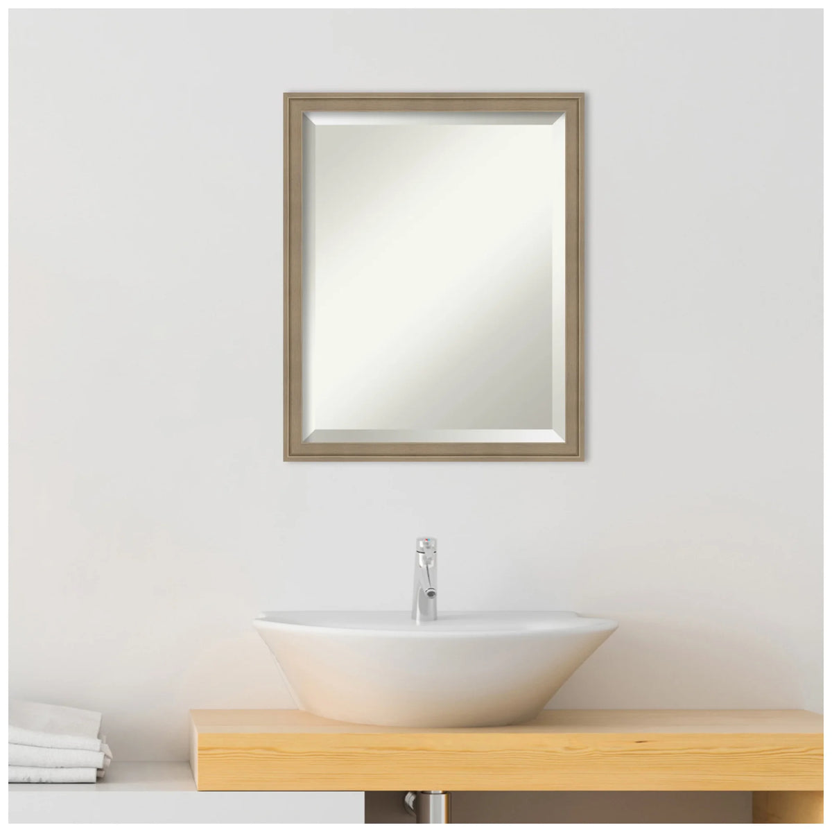 Amanti Art Florence Silver Beveled Wall Mirror 31.75 x 41.75 in.