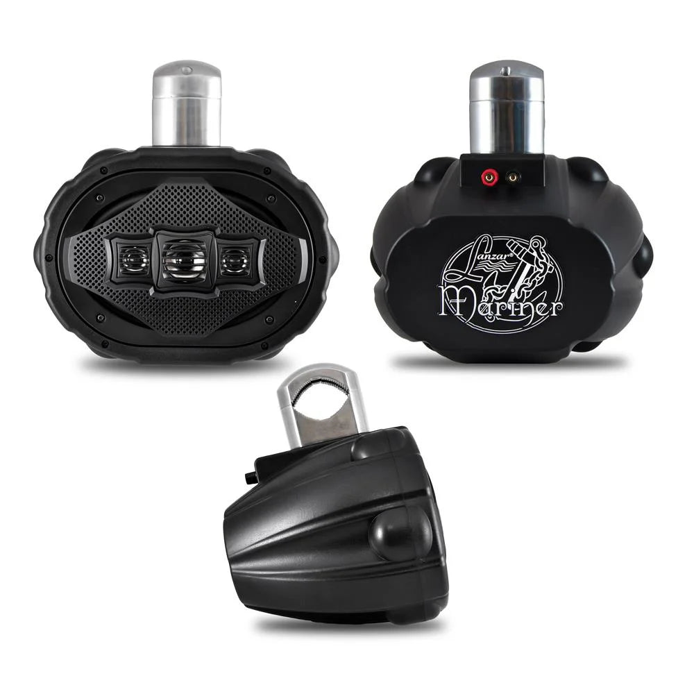 Enceinte marine 4 voies Lanzar AQWB69B 1 x 300 watts 6 x 9 pouces pour wakeboard (noir)