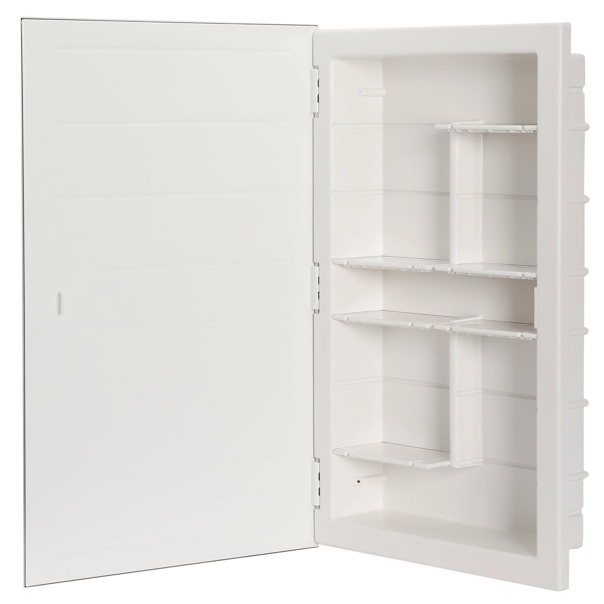 12-1-26-01 Capella 16 in. x 26 in. x 3-1/2 in. Framed Recessed 1 Door Bathroom Medicine Cabinet with 6 Shelves and White Frame