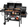 2-Burner Gas & Charcoal Combo Grill with Smoker & Side Burner, 34,000 BTU, 1020 Sq In, Black