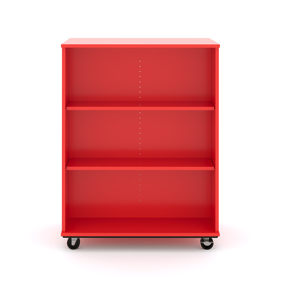 Tot Mate Open Double Sided 3 Tier Mobile Shelves Wooden Classroom Bookcase, Red, 36"W x 23"D x 48"H