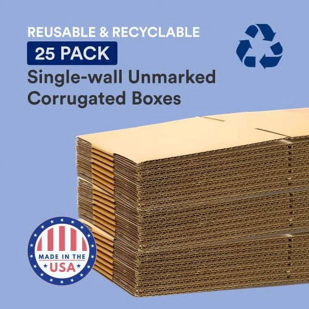 BOX USA Boîtes en carton ondulé 16 x 16 x 16, moyennes 16 po L x 16 po l x 16 po H, paquet de 25 - Boîtes d'expédition, d'emballage, de déménagement, de stockage pour la maison ou l'entreprise, boîtes en gros résistantes